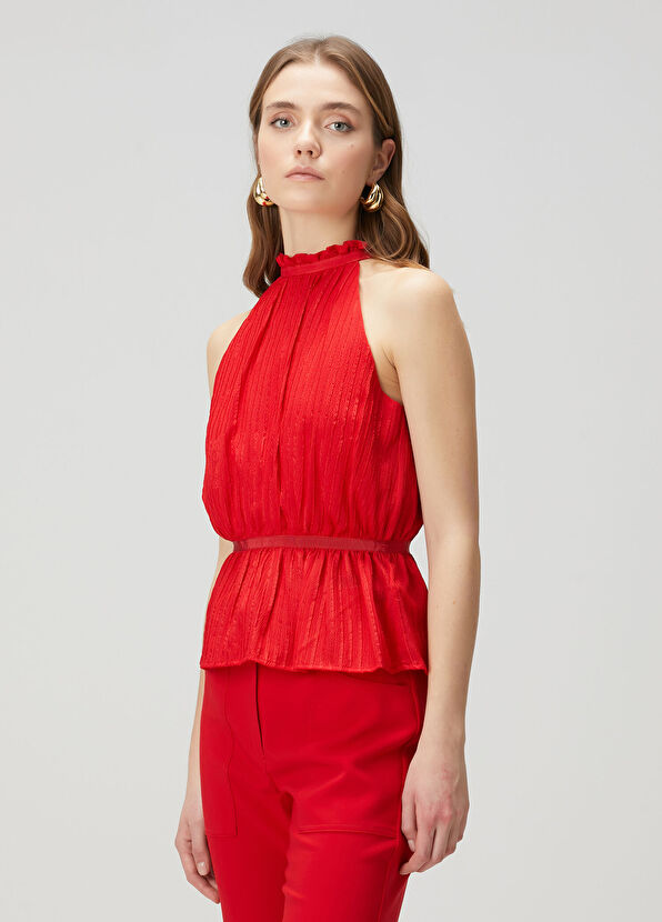 Beymen Collection Kırmızı İpek Bluz - 4