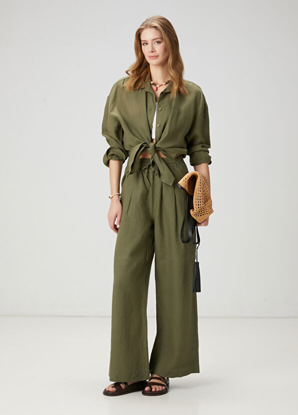 Beymen Club Khaki Linen Pants - 1