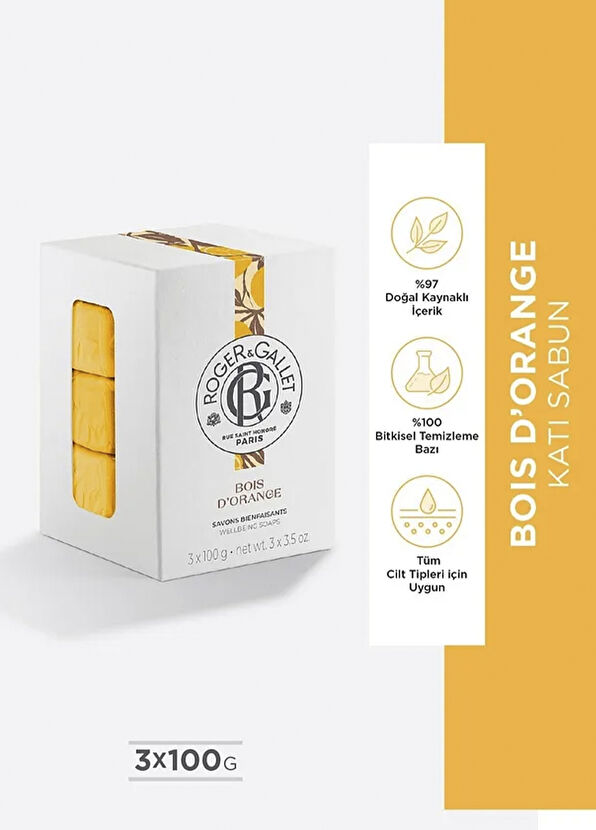 Roger&Gallet Bois D'Orange Bitkisel Turunç Özü Kalıcı Doğal Koku 3'lü Katı Sabun 3 x 100 gr   - 2