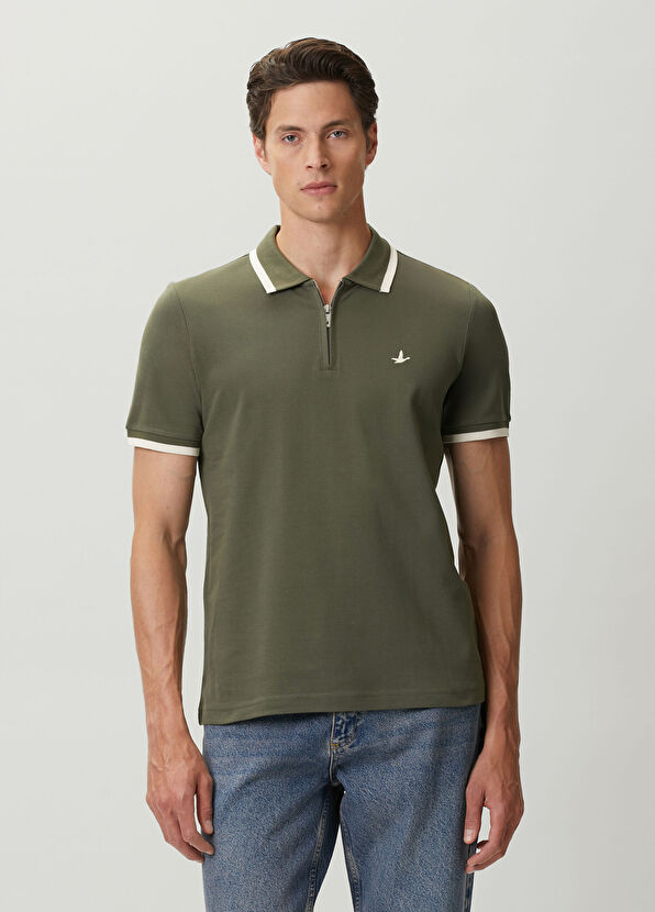 Beymen Club Khaki Ecru Polo Zippered Shirt - 1