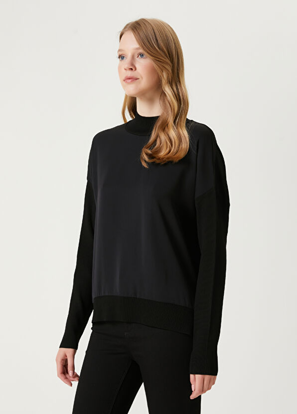 Beymen Club Black Satin Inserted Sweater - 4