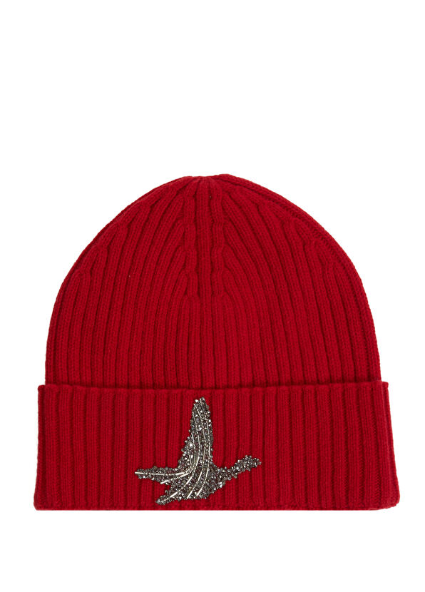 Beymen Club Kırmızı Parlak Kaz Logolu Kadın Yün Bere - 1