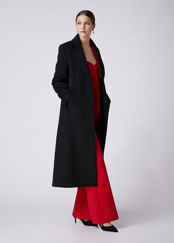 Beymen Club Siyah Yün Fitted Palto - 4