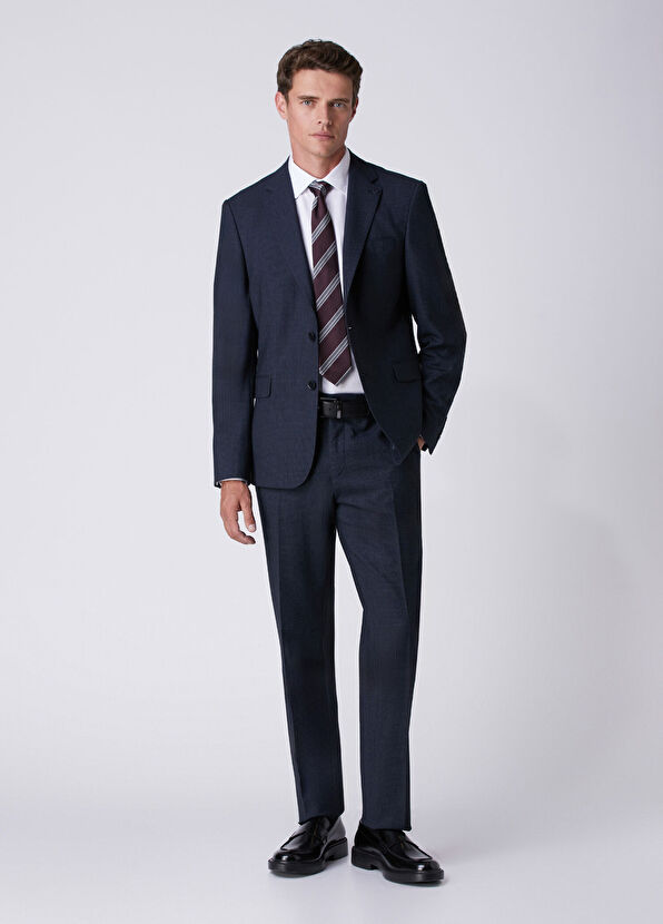 Beymen Club Pied De Poule Navy Blue Wool Suit - 3