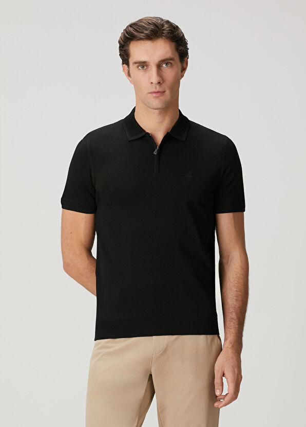 Beymen Club Black Polo Short Sleeve Sweater - 1