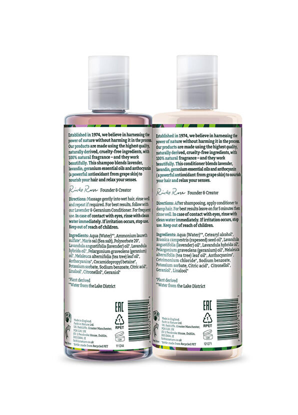 Faith In Nature Lavanta Sardunya %99 Doğal Rahatlatıcı Saç Kremi ve Şampuan 2x400 ml - 3