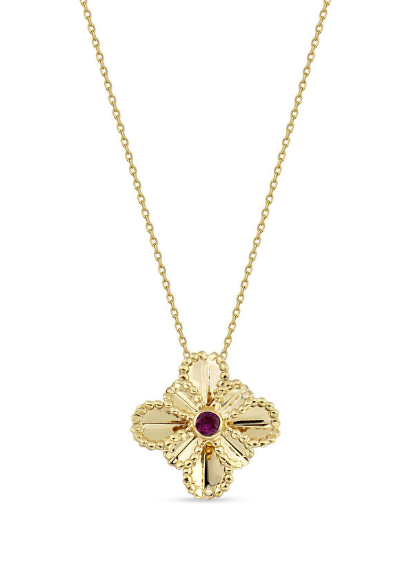Orena Jewelry Ruby Lotus 14 Ayar Altın Kadın Kolye - 1