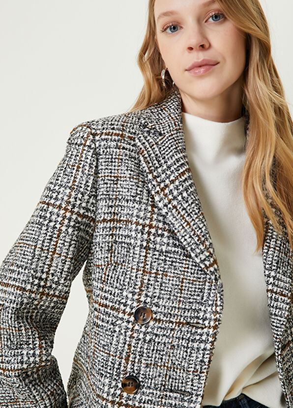 Beymen Club Gri Taba Ekose Desenli Blazer - 2