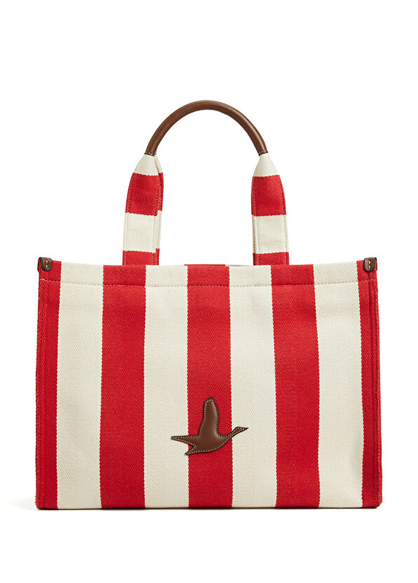 Beymen Club Red Striped Women's Canvas Beach Bag - 1