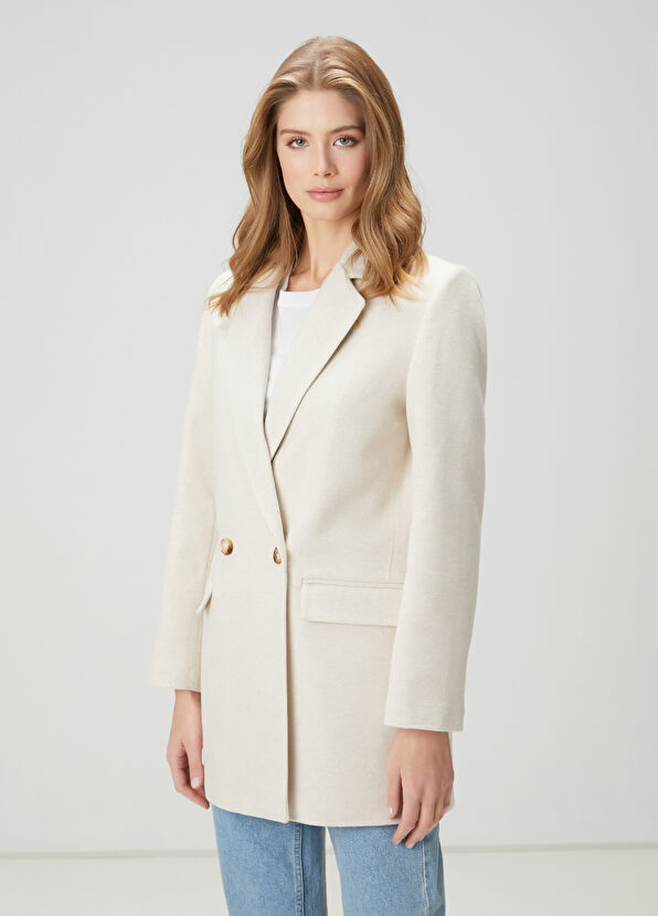 Beymen Club Light Beige Double-Breasted Coat - 1