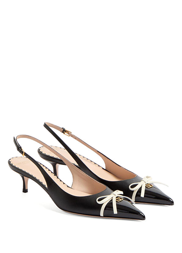 VLogo Signature Siyah Beyaz Deri Topuklu Ayakkabı - Görsel 4