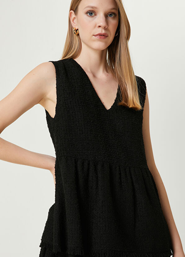 Beymen Club Siyah Tweed Dokulu Mini Elbise - 2