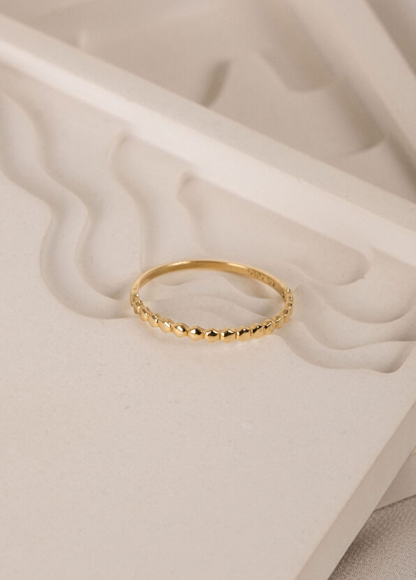 Safir Mücevher Pıtırcık Beşgen 14 Ayar Altın Kadın Yüzük - 2