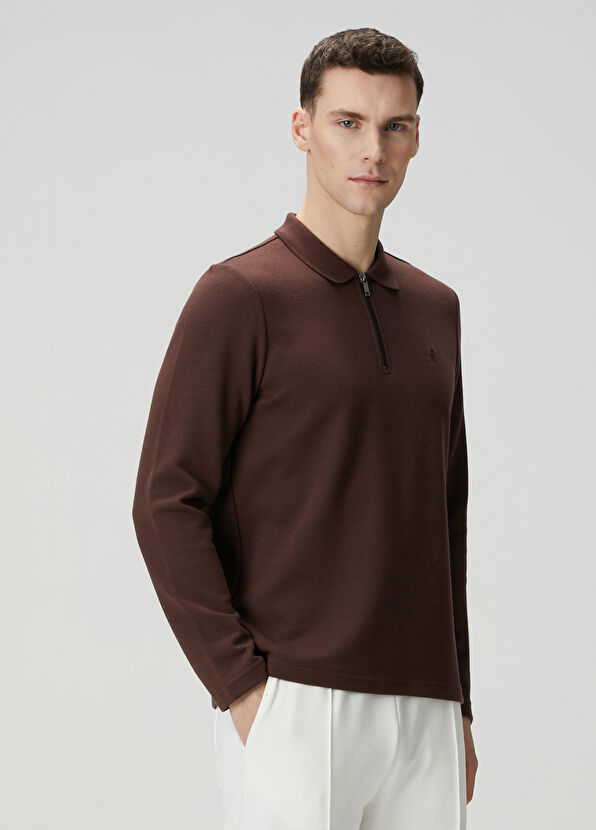 Beymen Club Dark Brown Polo Sweatshirt - 2