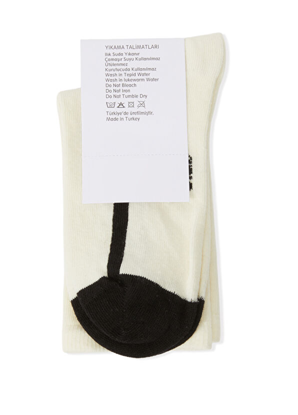 Beymen Club Ekru Çizgili Kadın Çorap - 2