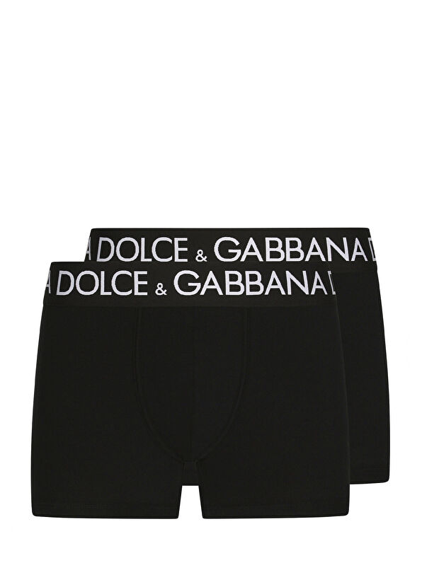 Siyah 2li Logo Bantlı Erkek Boxer Seti - Görsel 2