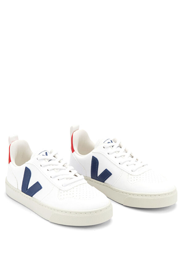Veja Small V-10 Laces White Unisex Kids Sneaker - 2