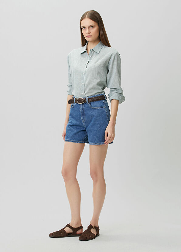 Beymen Club Su Yeşili Keten Gömlek - 3