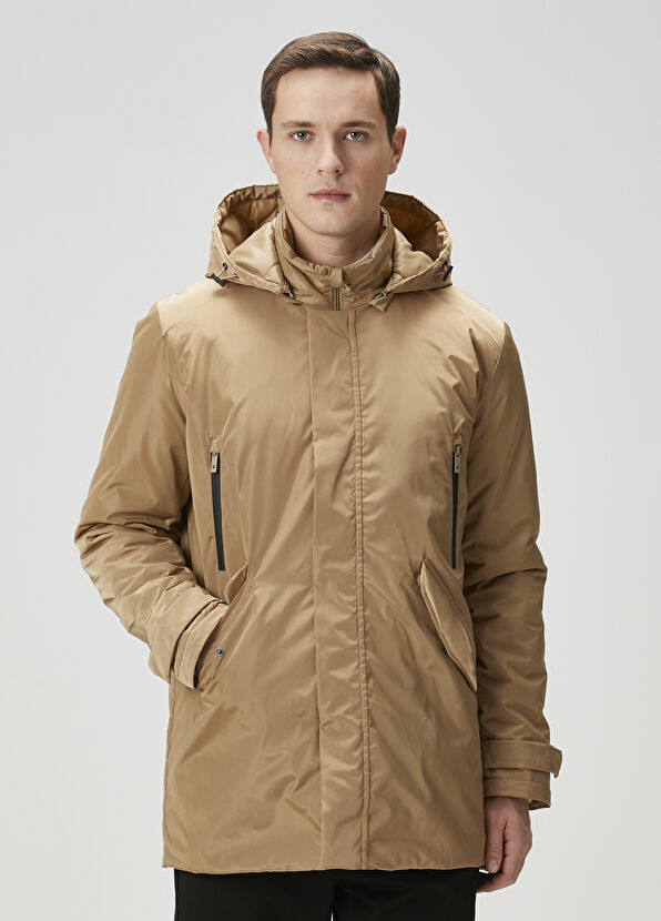 Beymen Club Bej Kapüşonlu Mont - 1