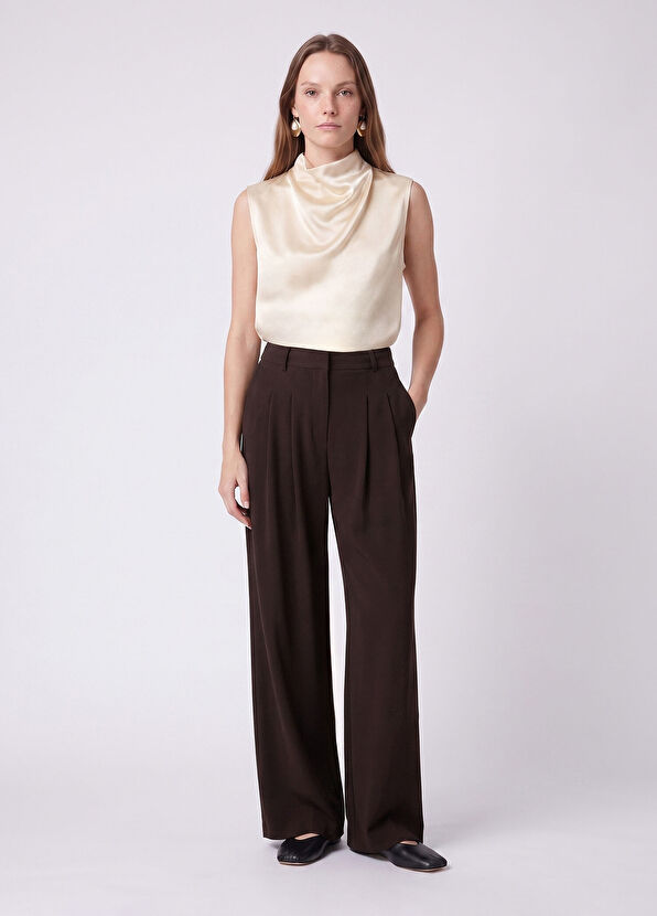 Beymen Club Cream Silk Blouse with Cowl Neck - 2