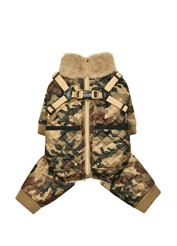 Resim Bylur Jumpsuit Bej Tasmalı Köpek Tulumu 