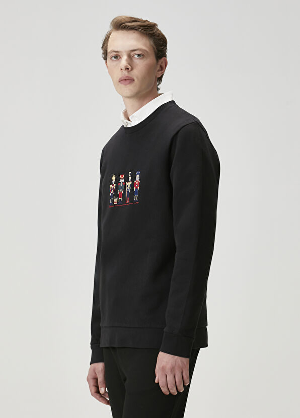 Beymen Club Black Figure Embroidered Sweatshirt - 4