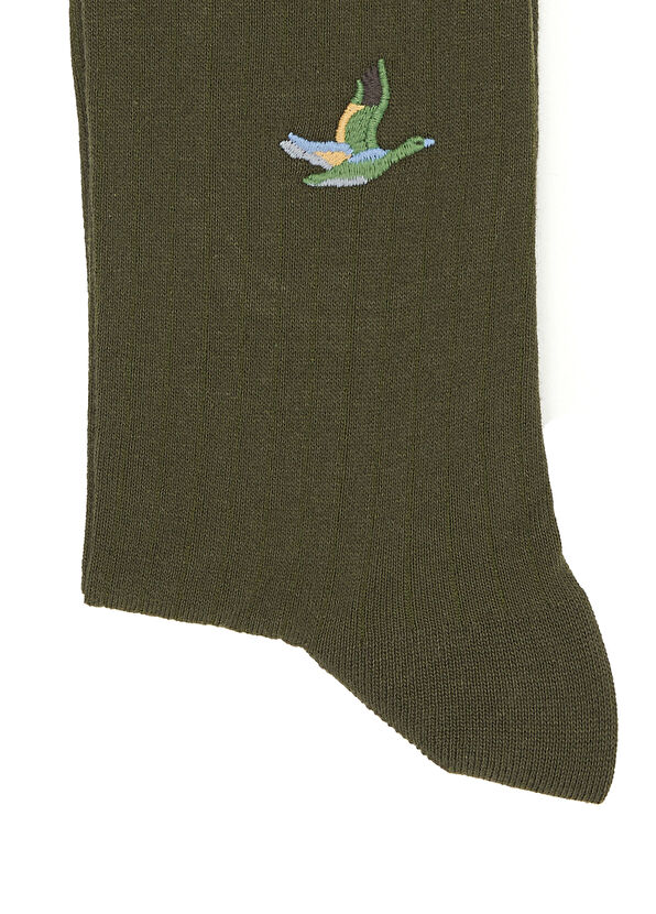 Beymen Club Khaki Logo Embroidered Men's Socks - 2