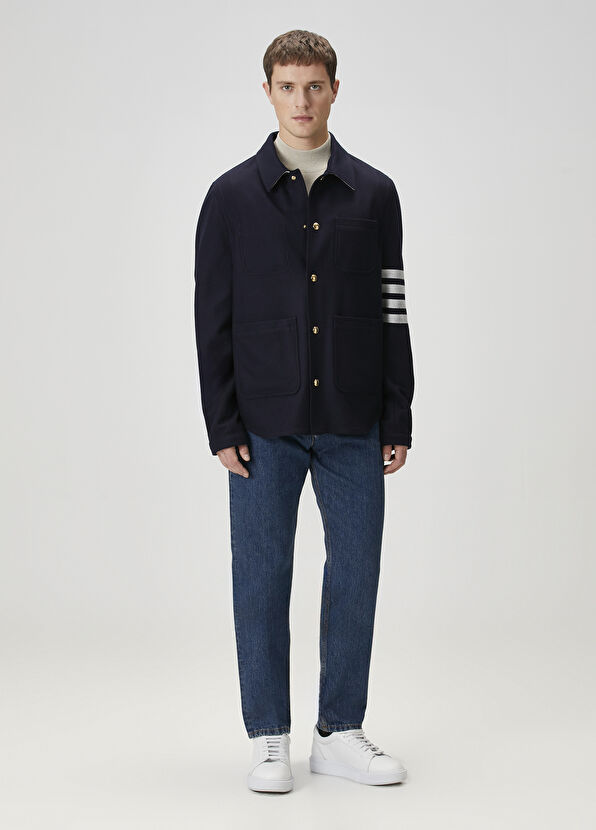 Thom Browne Lacivert Yün Dış Gömlek - 2