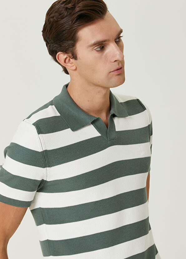 Beymen Club Çağla Polo Yaka Şerit Jakarlı Kısa Kollu Triko - 2