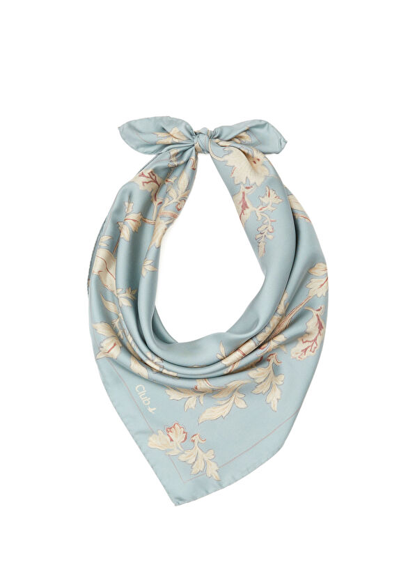 Beymen Club Mavi Çiçek Desenli İpek Eşarp - 2