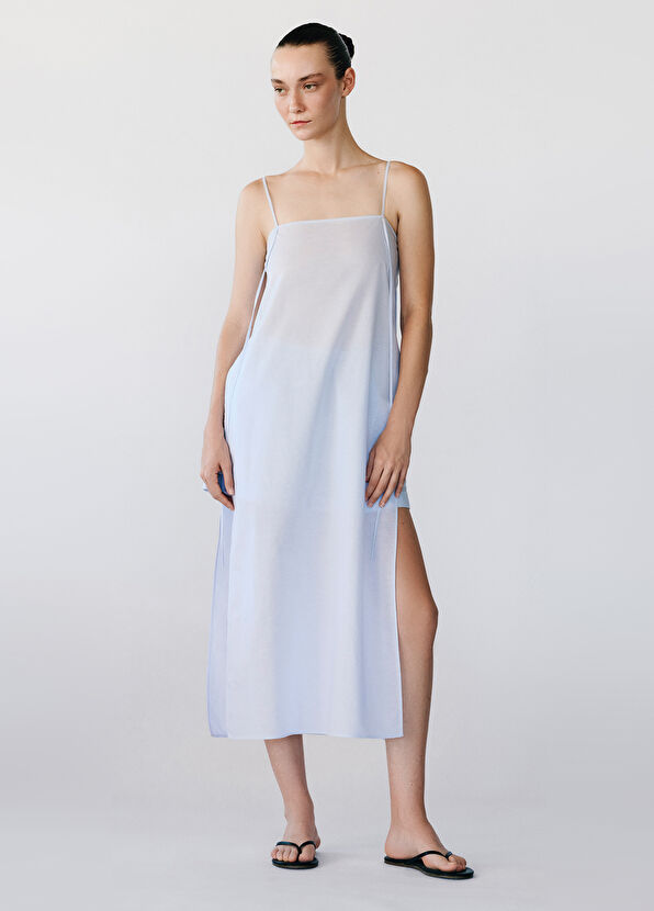 Rawe Hutton Açık Mavi Askılı Yandan Yırtmaçlı Kadın Uzun Tunik - 1