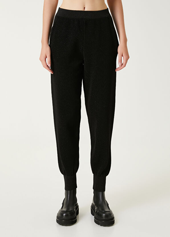 Beymen Club Black Glitter Textured Jogger Pants - 2