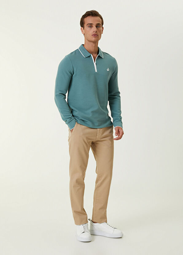 Beymen Club Slim Fit Petrol Polo Yaka Dokulu Sweatshirt - 2