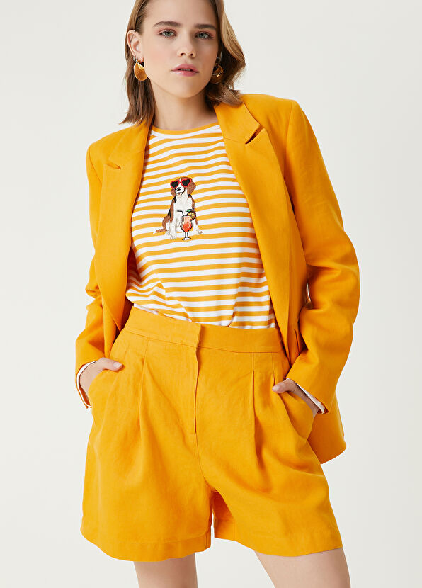 Beymen Club Turuncu Pile Detaylı Keten Şort - 2