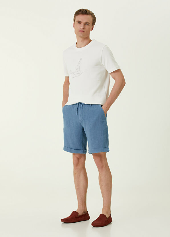Beymen Club Regular Fit Mavi Keten Şort - 1