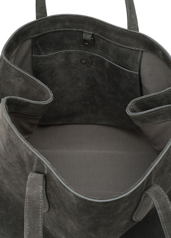 Beymen Club Anthracite Women's Large Suede Bag - 4