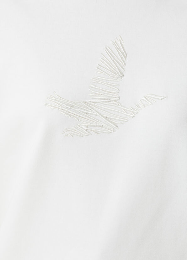 Beymen Club Kırık Beyaz Bisiklet Yaka Kuş Nakışlı Sweatshirt - 4