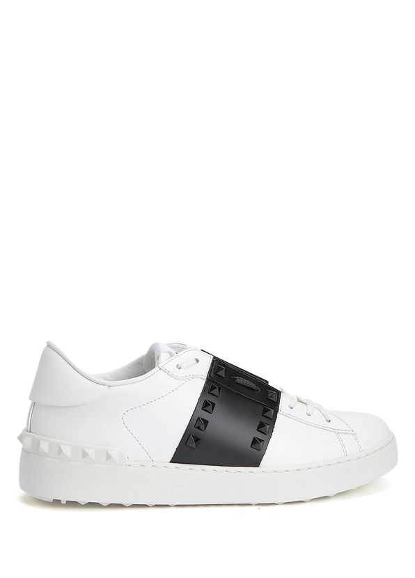 Valentino Garavani Rockstud Siyah Beyaz Kadın Deri Sneaker - 1