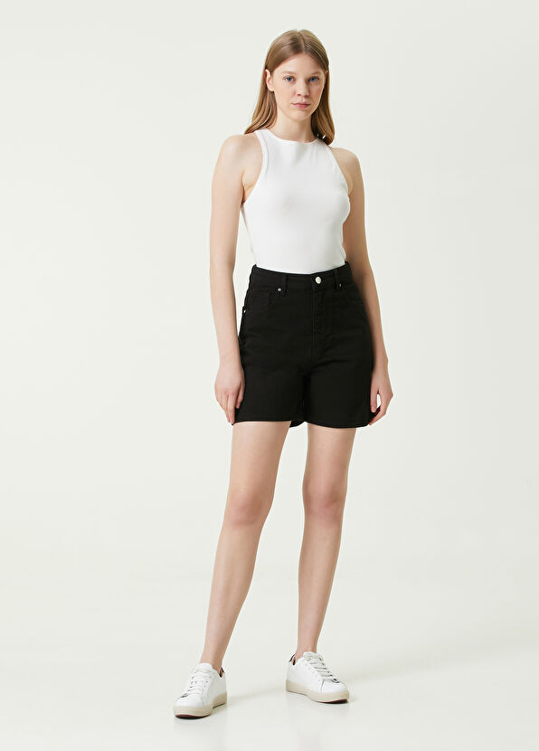 Beymen Club Black High Waist Denim Shorts - 1