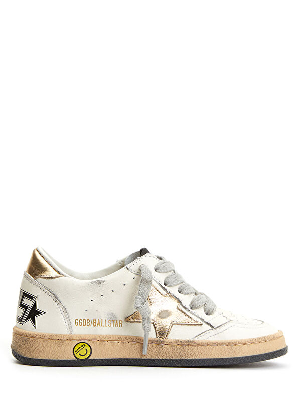 Golden Goose White Star Patched Unisex Leather Sneaker for Kids - 1