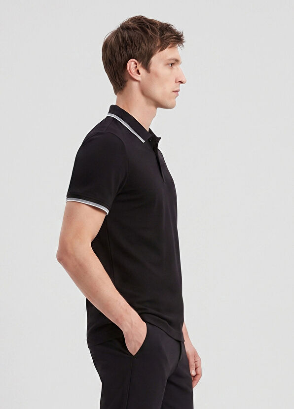 Beymen Club Black Comfort Fit Slim Ottomon Polo T-Shirt - 3