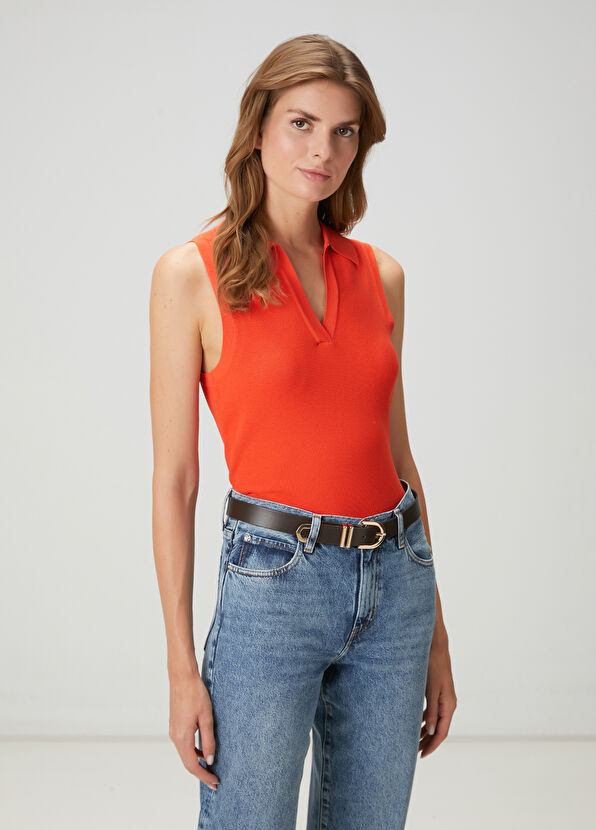 Beymen Club Pomegranate Flower Polo Neck Knitwear Tank Top - 1