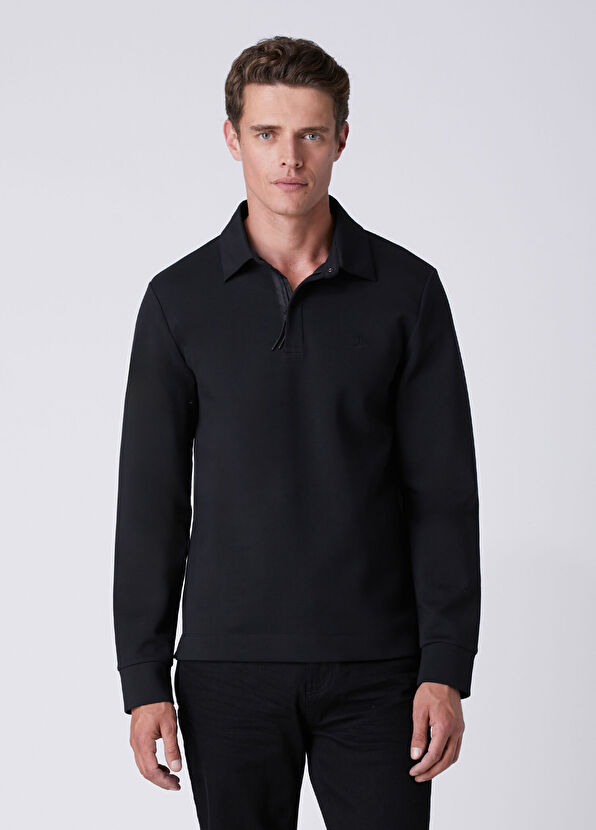 Beymen Club Comfort Fit Black Polo Interlock Sweatshirt - 1