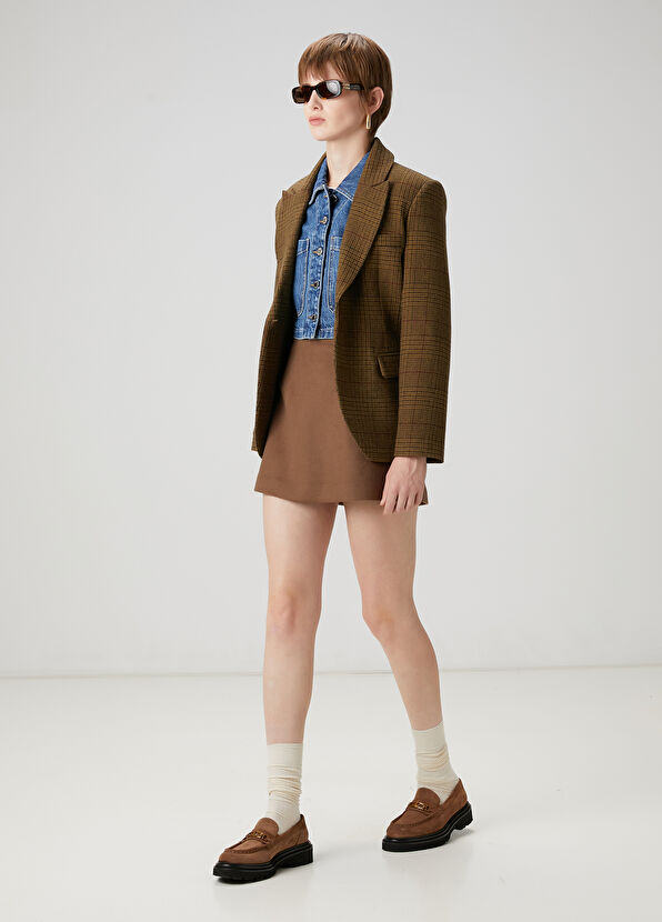 Beymen Club Kahverengi Mini Yün Etek - 3