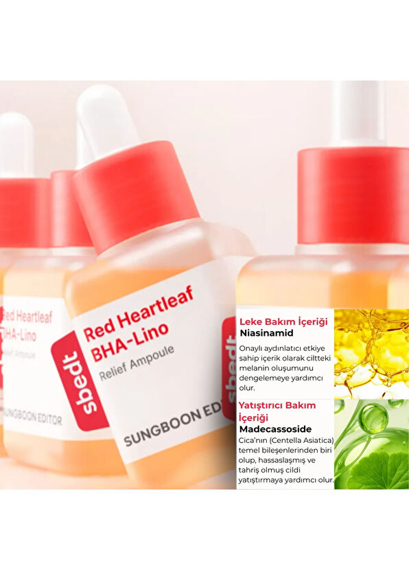 Sungboon Editor Red Heartleaf BHA-Lino Dengeleyici Ampul Cilt Serumu 40 ml - 2