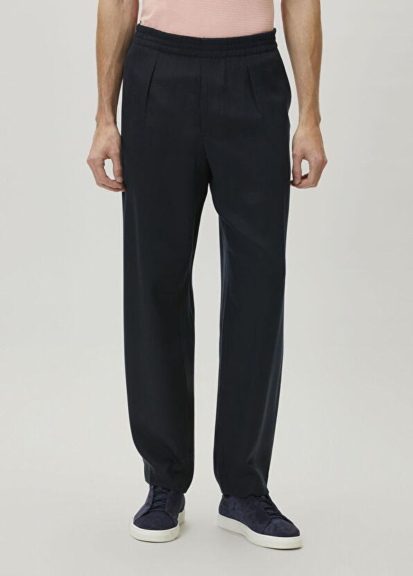 Beymen Club Navy Blue Pleated Twill Sport Pants - 2
