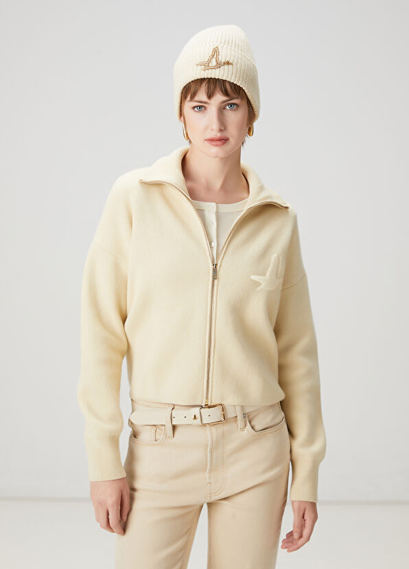 Beymen Club Cream Logo Short Cardigan - 1