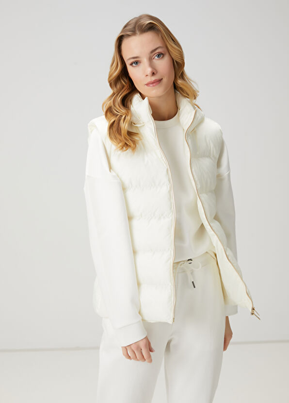 Beymen Club Kırık Beyaz Kapüşonlu Puffer Yelek - 1