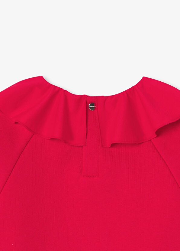 Jacadi Paris Parlak Kırmızı Fırfırlı Yaka Polar Kız Çocuk Sweatshirt - 4