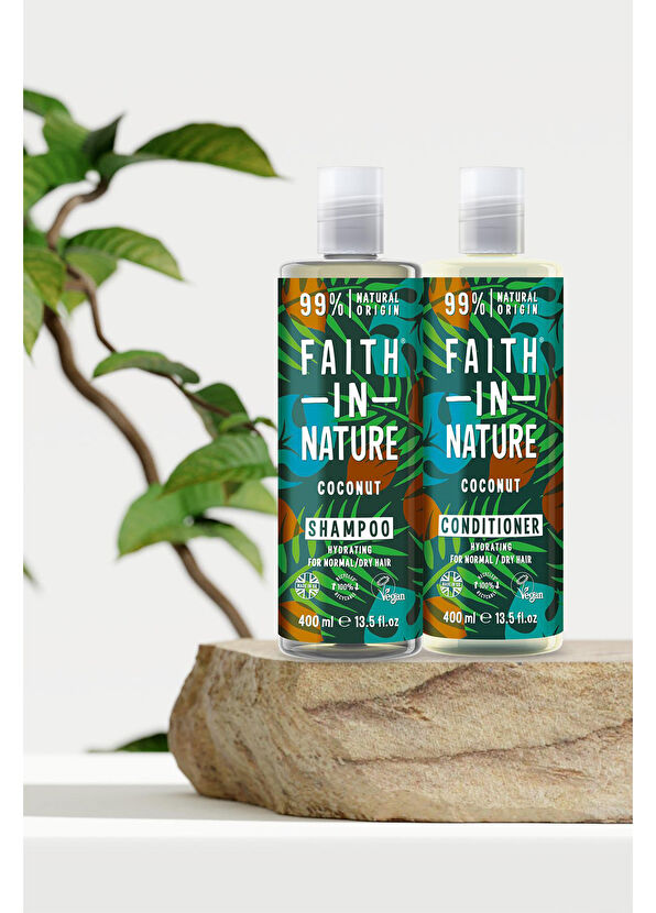 Faith In Nature Hindistan Cevizi %99 Doğal Nemlendirici Saç Kremi ve Şampuan 2x400 ml - 2